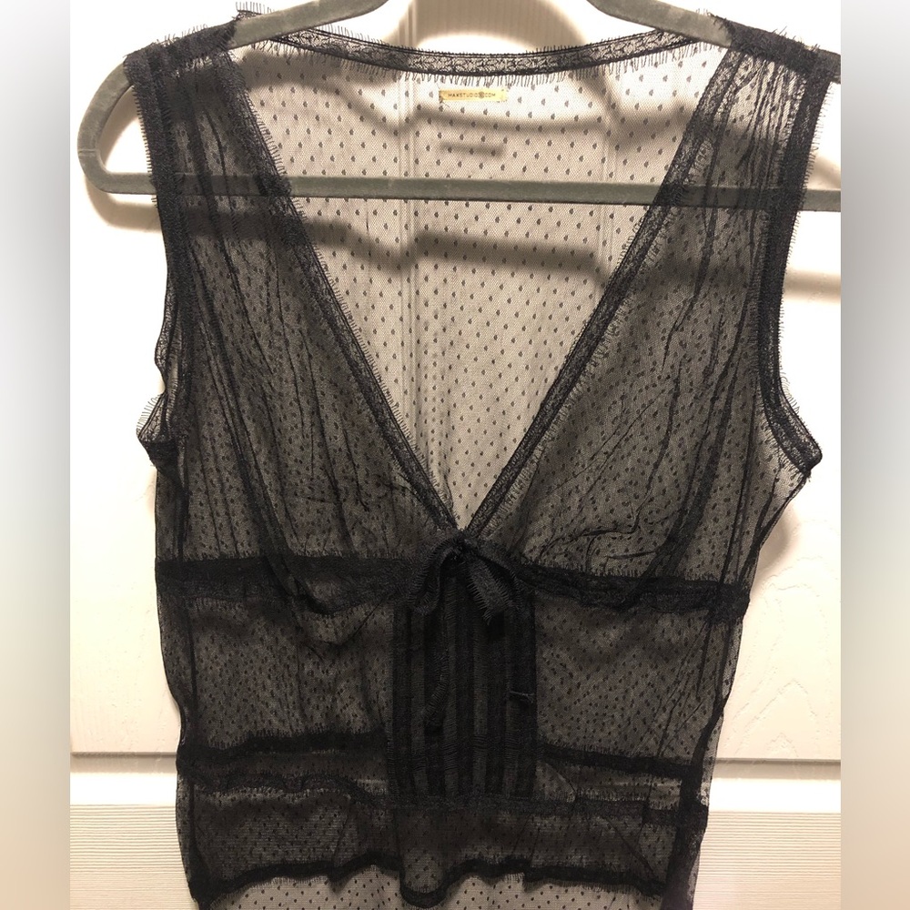 Black polka dot sheer top